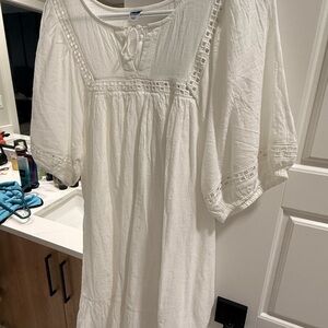 Old Navy Cream Boho Peasant mini dress
